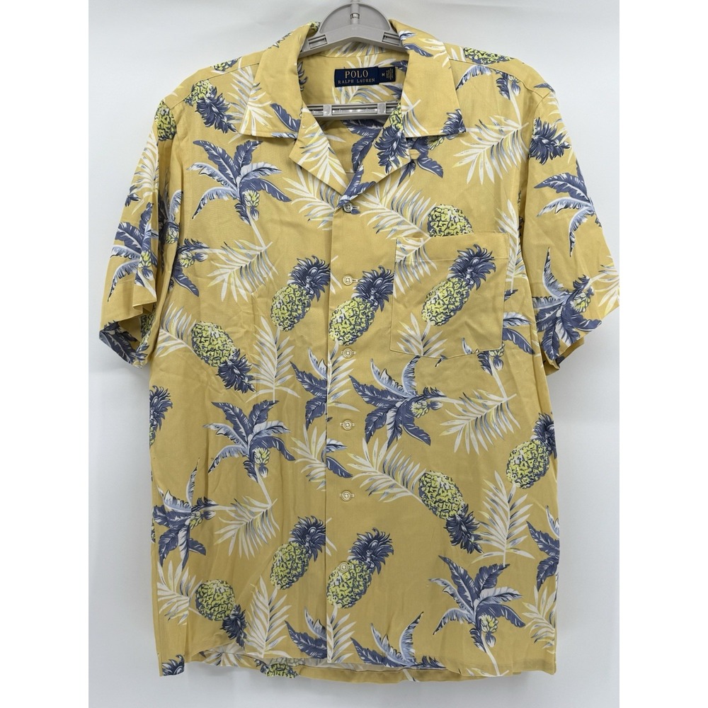 POLO Ralph Lauren Camp Loop Collar Shirt Hawaiian Palm Pineapples Tropical Sz M